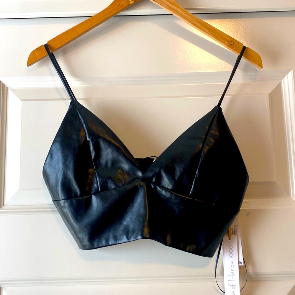 House of Harlow 1960 Black Leather Top